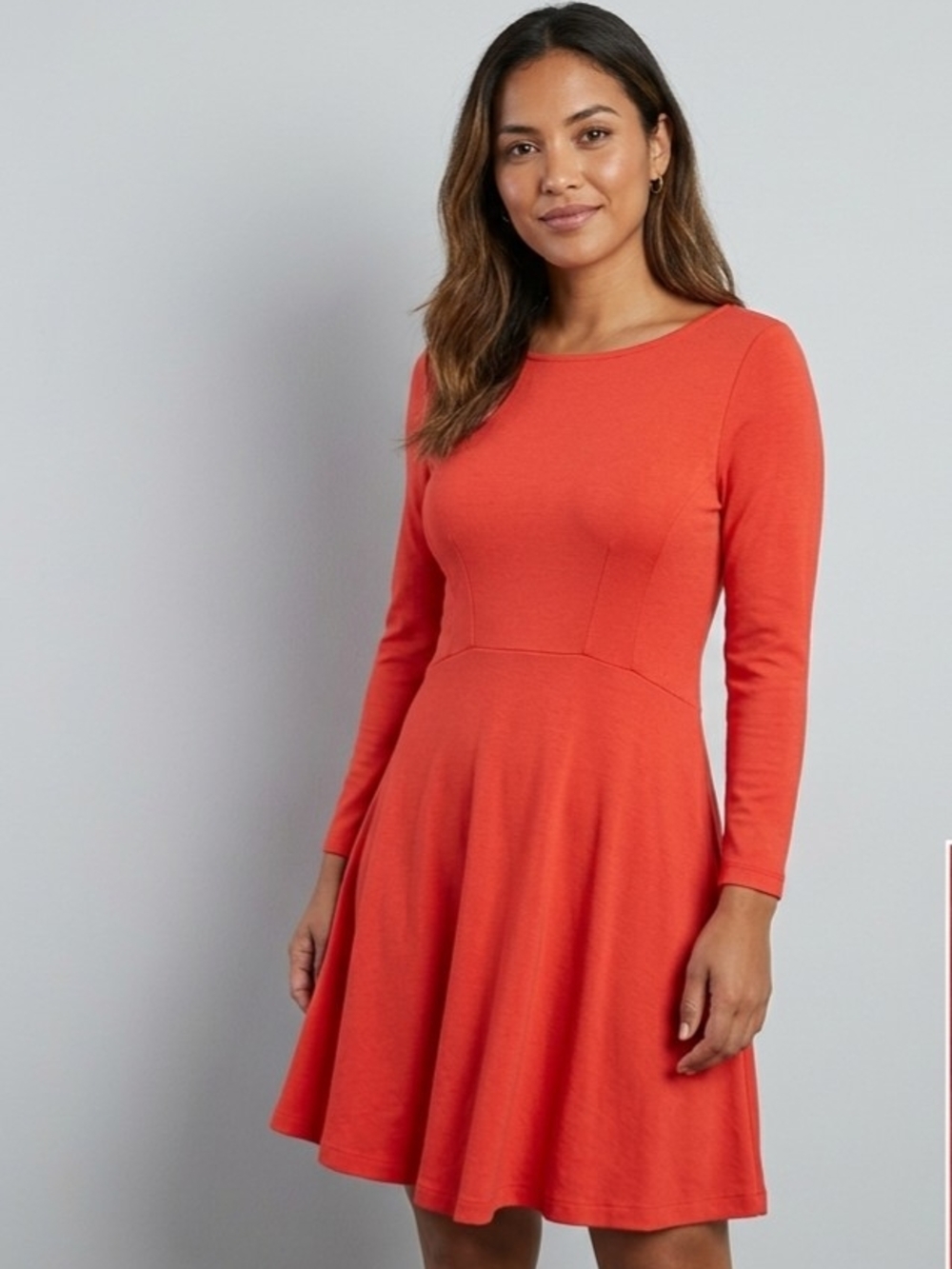 French Connection Coral Long Sleeve Fit-and-Flare Dress
